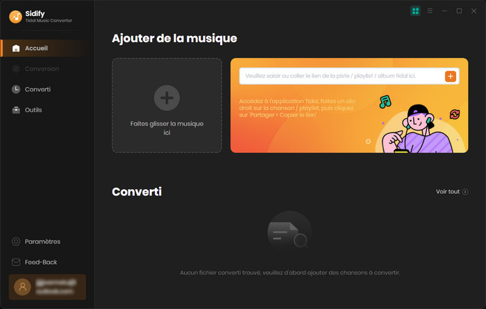 Interface principale de Tidal Music Converter pour Windows