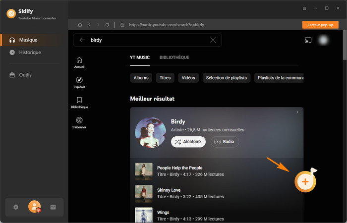 Recherchez des chansons YouTube