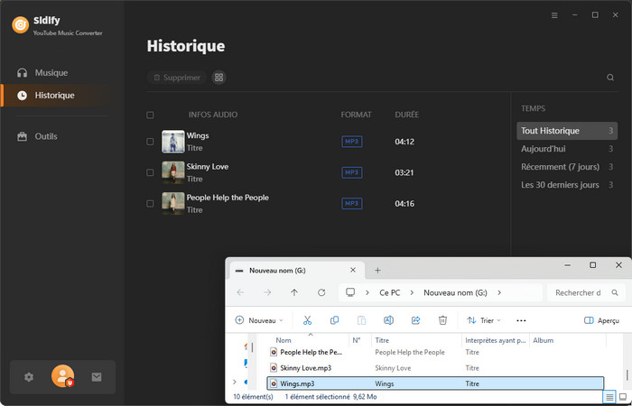 Historique des musiques YouTube
