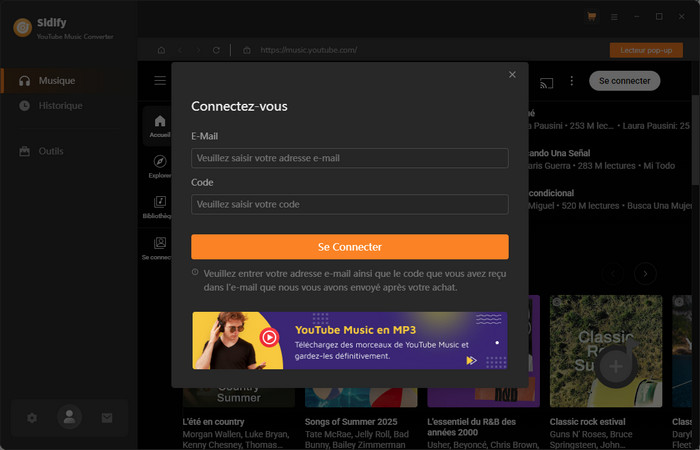 Inscription de Sidify YouTube Music Converter